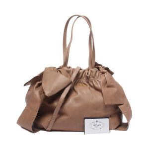 Prada Nappa Antique Bow Shoulder Bag brown soft calfskin leather